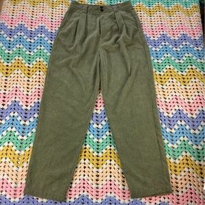 Madewell Sage Green Tapered Pleated High Rise Waist Corduroy Pants Trousers 4